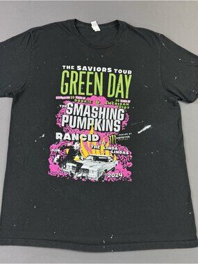 Saviors Tour Green Day Smashing Pumpkins Rancid Concert Promo Paint Splatter T